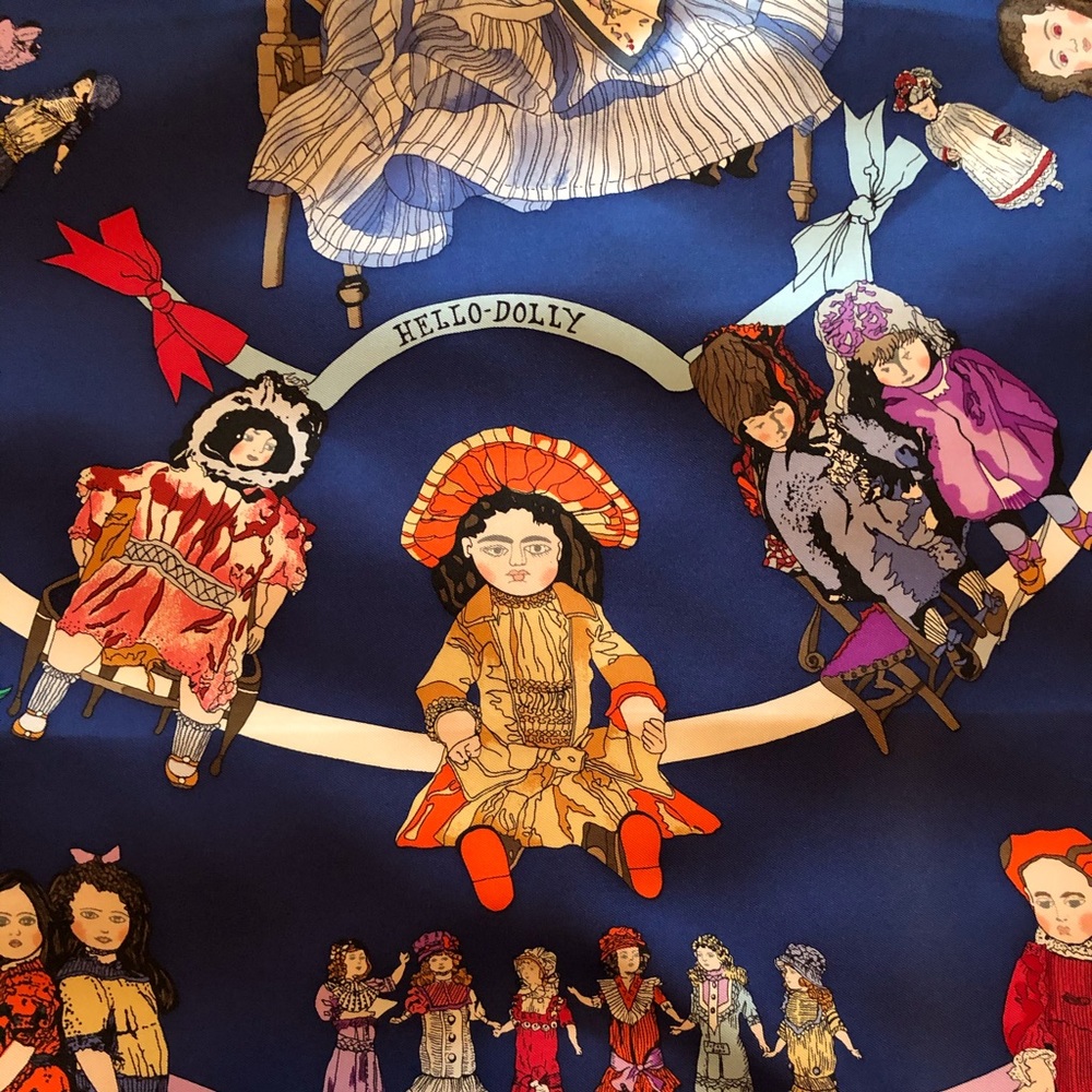 Authentic Hermès Hello Dolly Scarf in Ribbon Blue